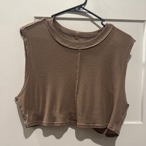 Free People Sleeveless Tan Crop Top